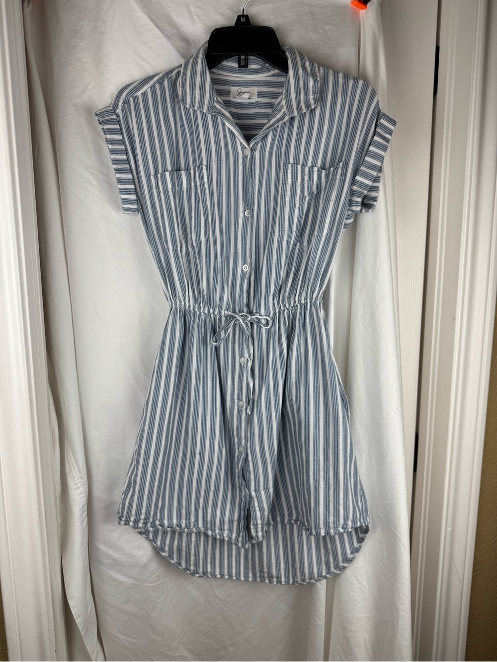 Japna Blue and White Striped Midi Dress